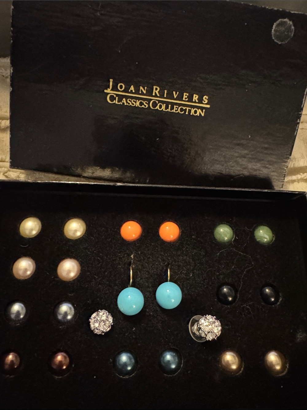 Joan Rivers Turquoise Drop and Multi-Color Stud Earring Set